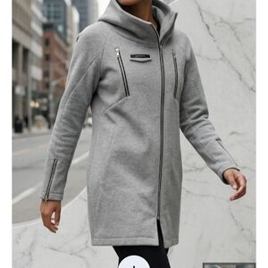 NWOT ChicMe Gray Sustainable Asymmetric Zip-Up Longline Hoodie, Size L